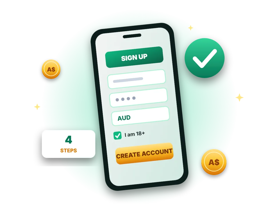 WinSpirit sign up form on a phone with AUD currency